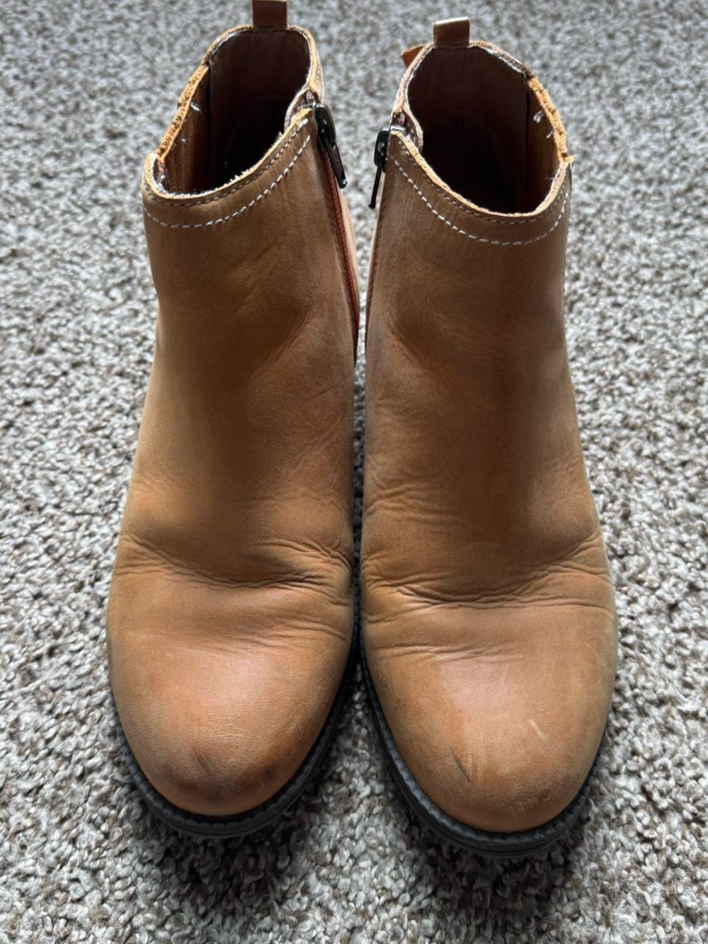 Sperry Tan Leather Ankle Booties with Side Zip